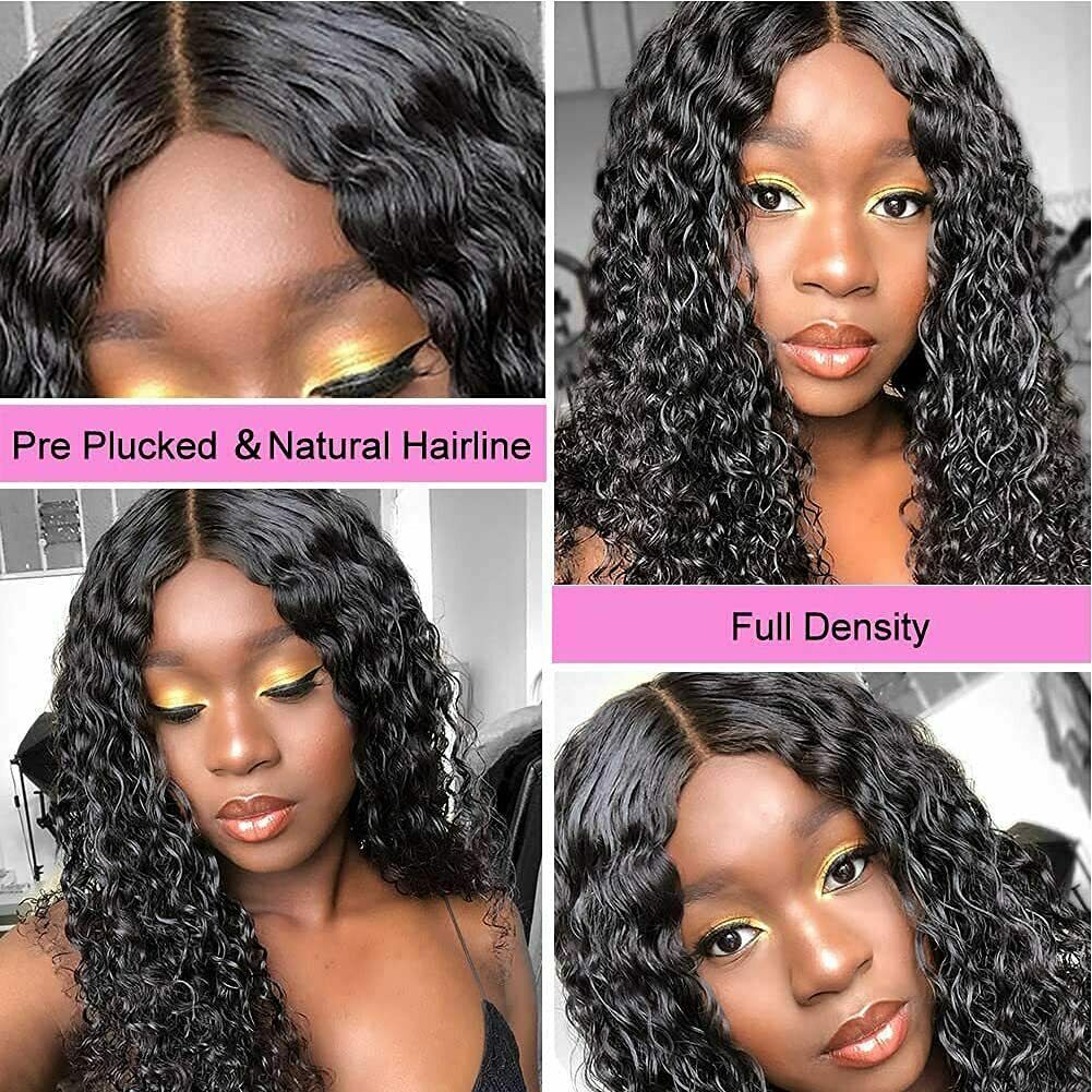 Human Hair Lace Front Wig Womens Brazilian Human Long Curly Wavy Hair Wigs 18″
