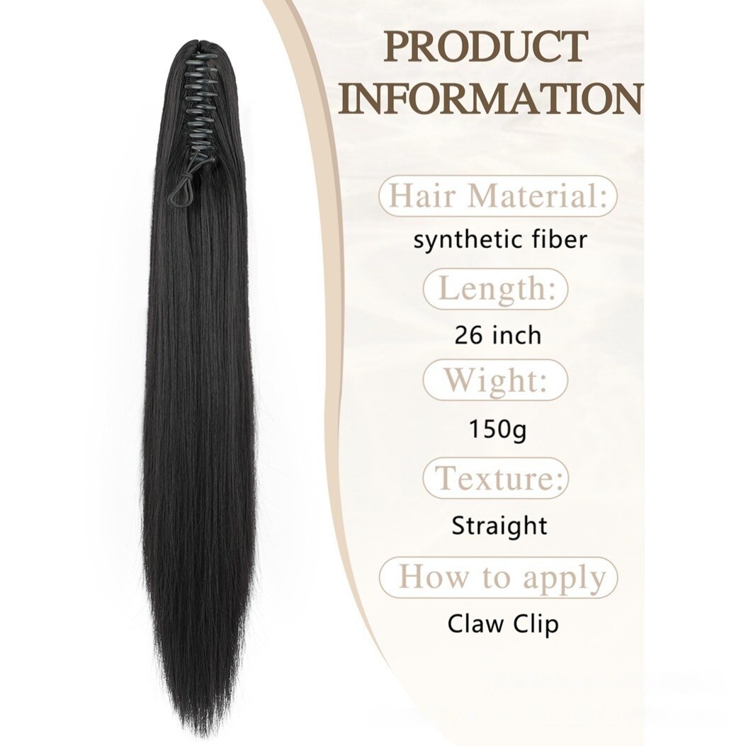 26″ Real Ponytail Claw Clip Hair Extension Pony Tail Thick Hairpiece in As Human