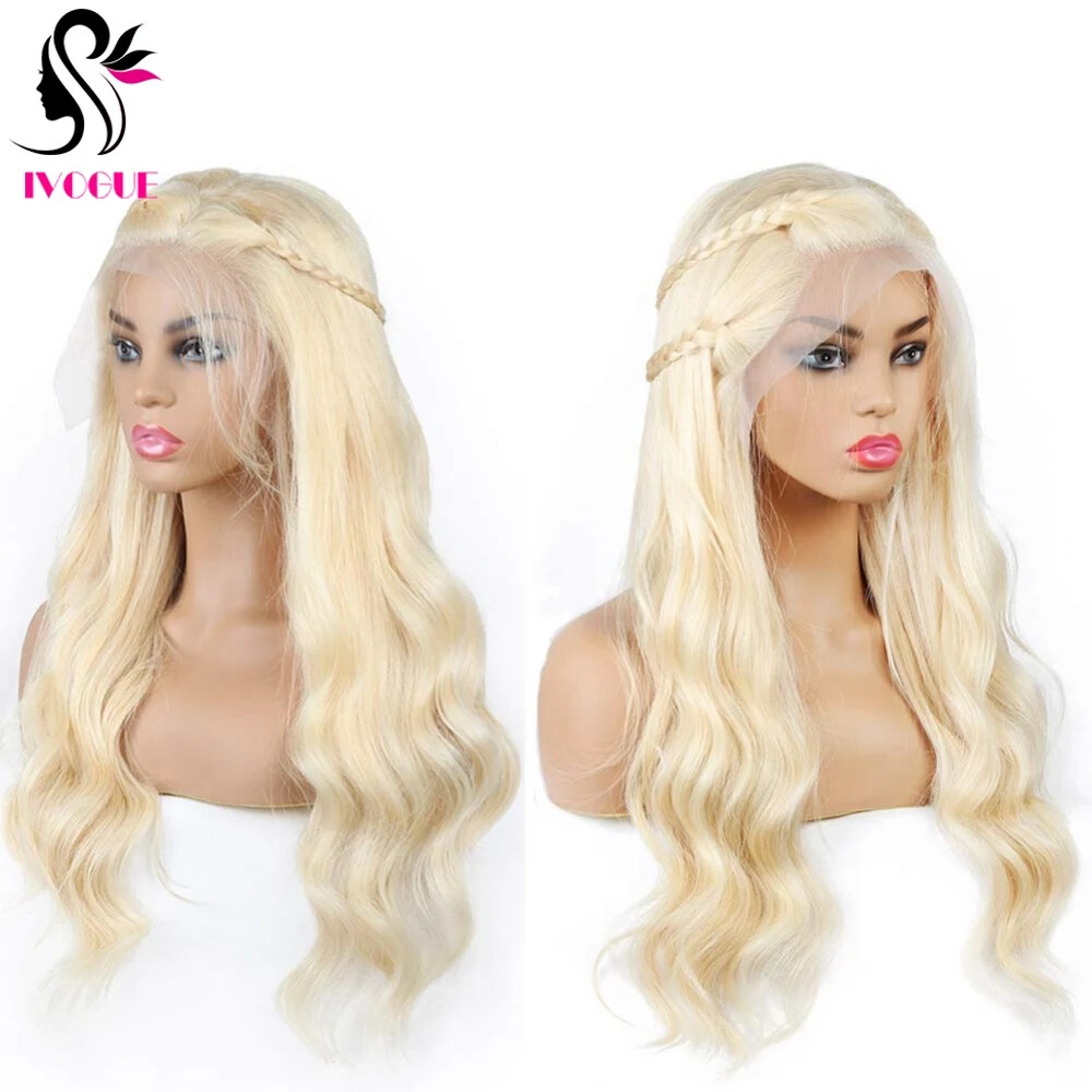 Ash Blonde Full Lace Wig Body Wave Women Glueless Human Hair Wig 613 Can be Dyed