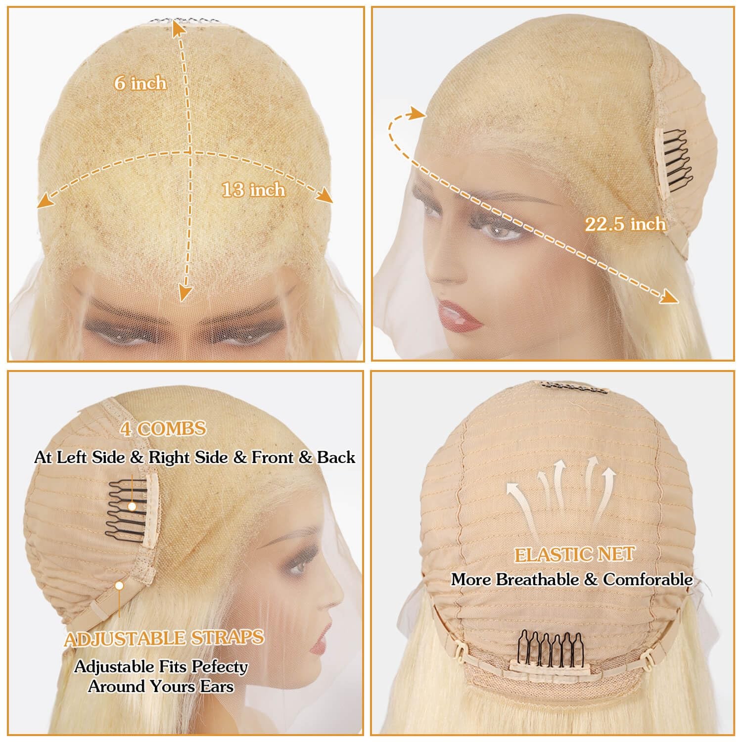 Bzn 613 13X6 Lace Front Wig Human Hair 13X6 32 Inch 200 Density 613 Lace