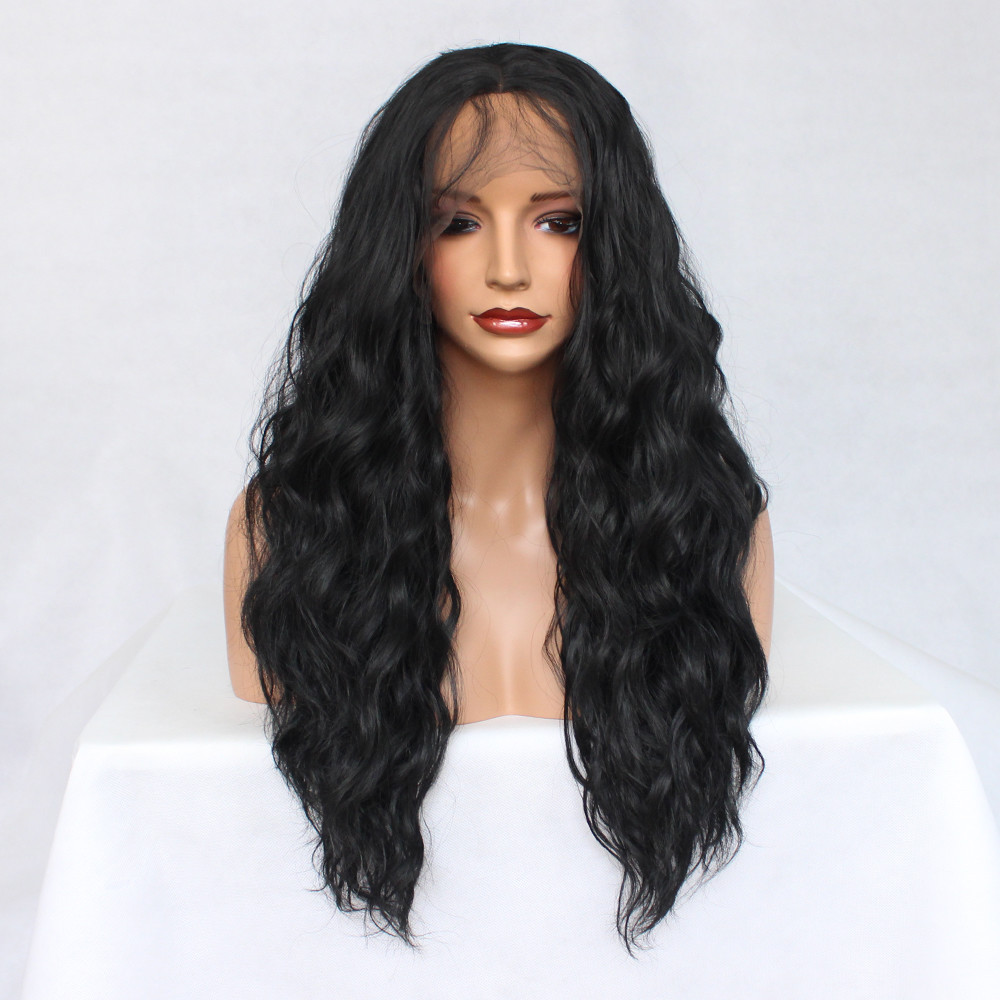 Water Wave Synthetic Lace Front Wig Baby Hair Glueless Heat Resistant Fiber Hair