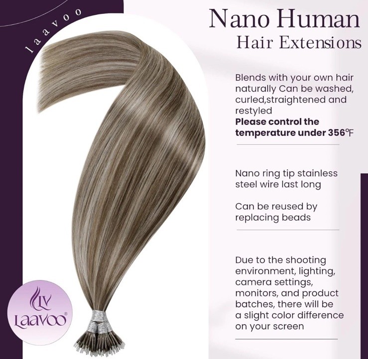 Laa Voo 14 In Nano Dark Brown 50g Human hair extensions Open Box Close Plastic