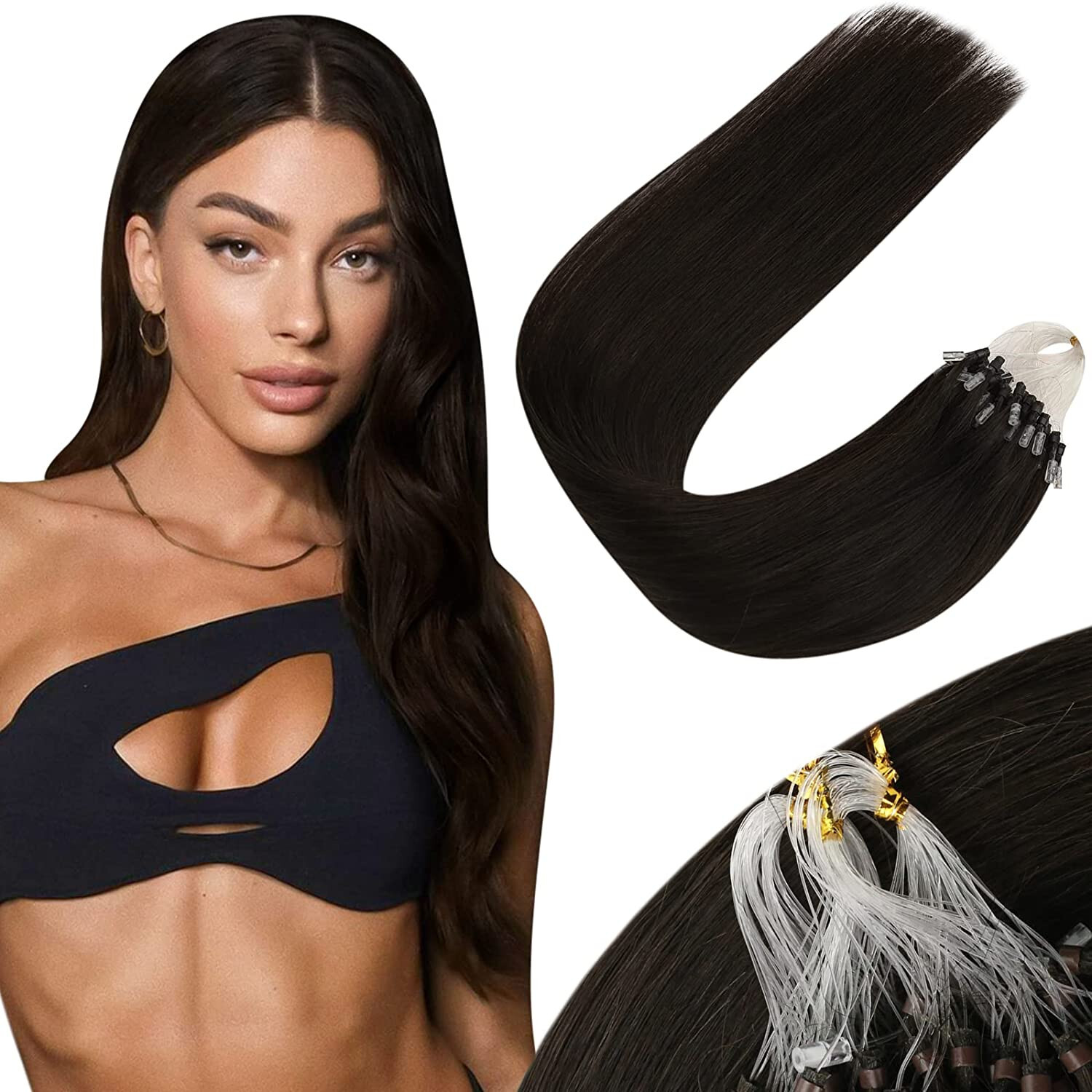 Micro Beads Hair Extensions Real Human Hair Micro Loop Link Remy Hair 16-26inch