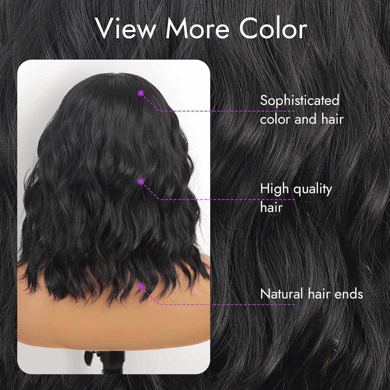 Small Lace Water Wave Short Curly Synthetic Full Head Wig Heat Resistant Daily