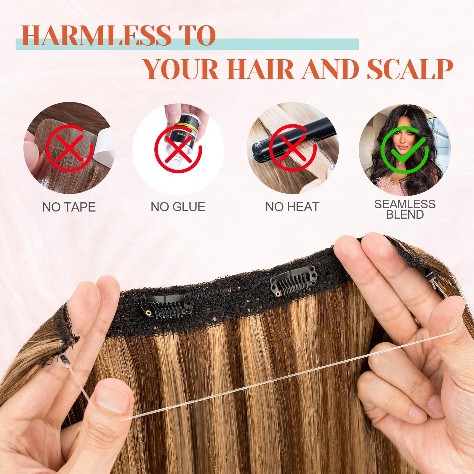 Benehair Halo Blonde Hair Extensions For Women 100 Human Hair Invisible Wire