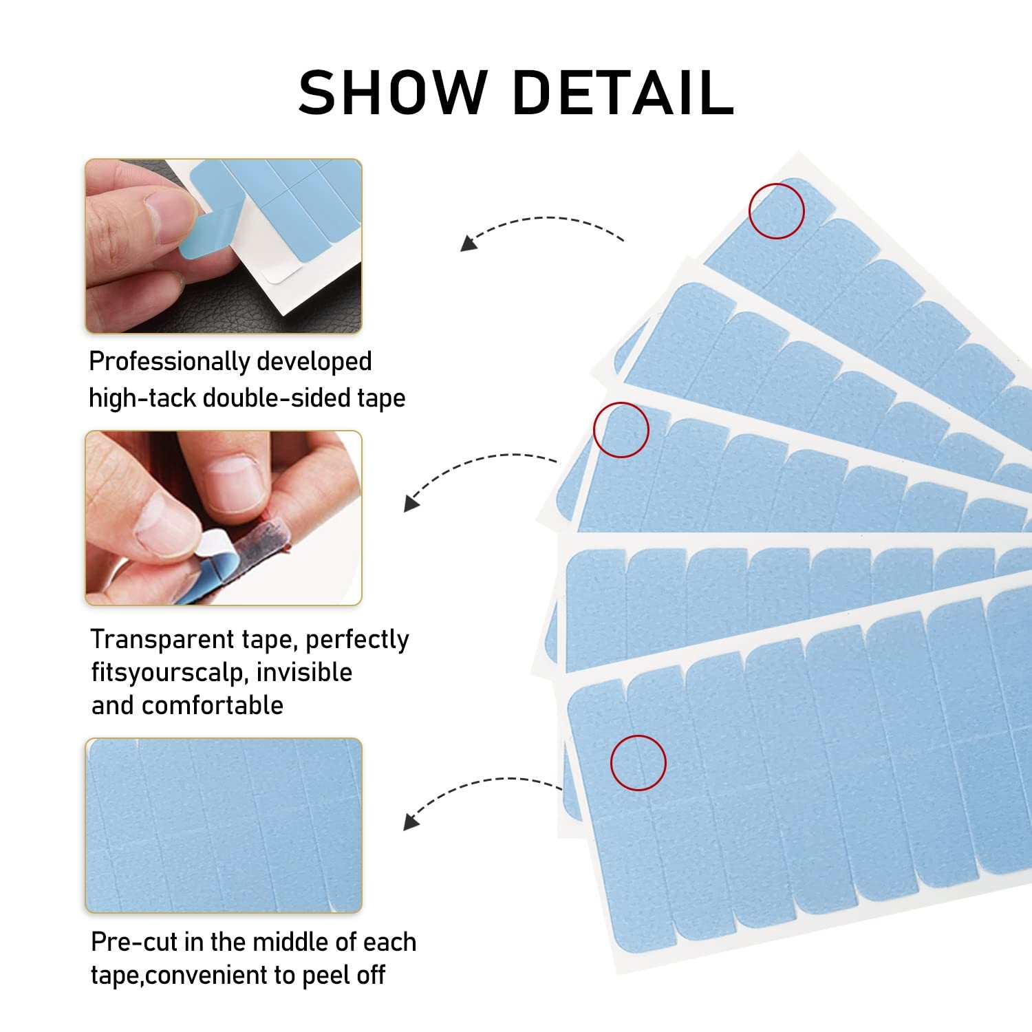 60 Pieces Hair Extensions Tape, Blue Tape in Replacement 4×0.8cm Double-Sided…