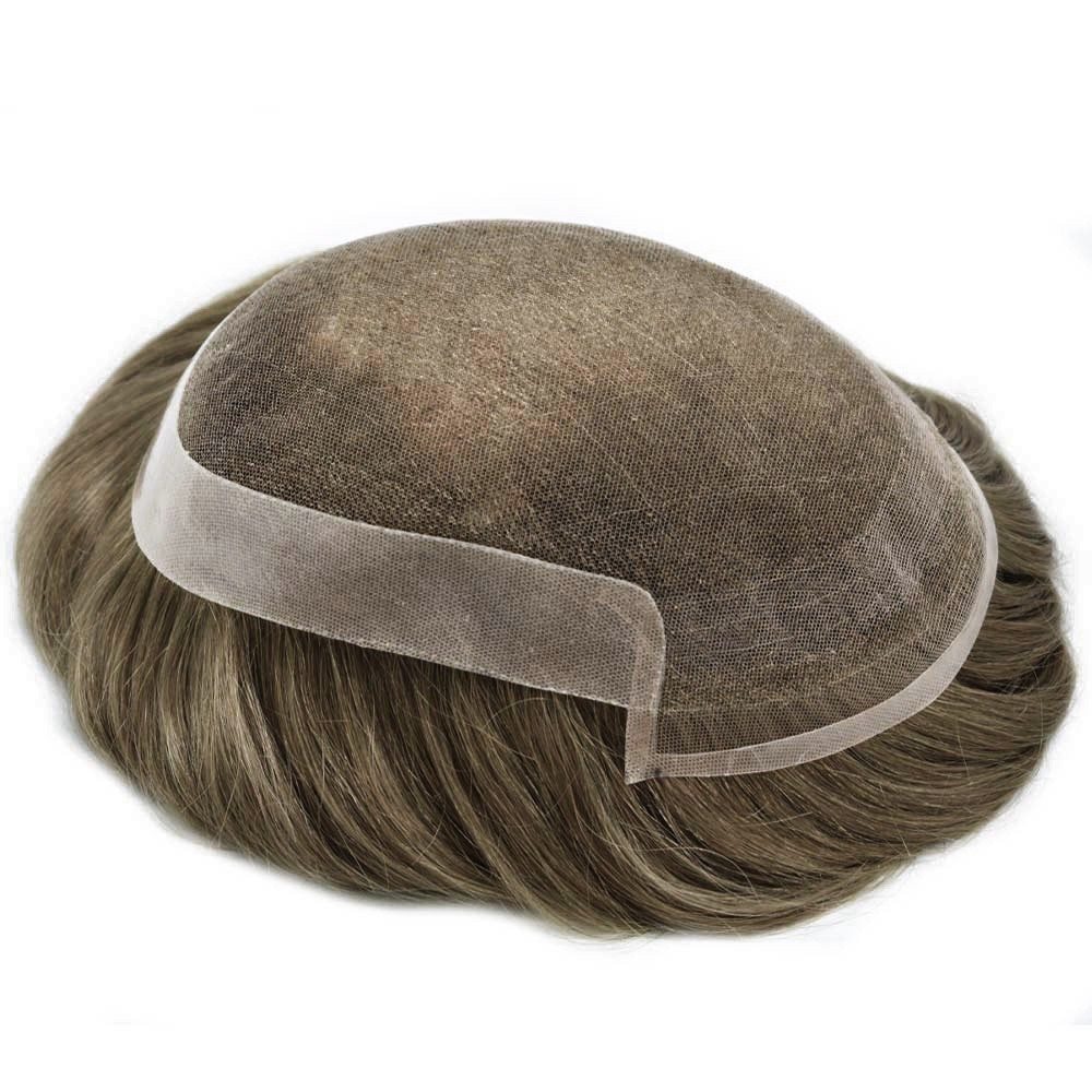 French Lace Front Mens Toupee Hairpiece Human Hair Replacement System Natural US