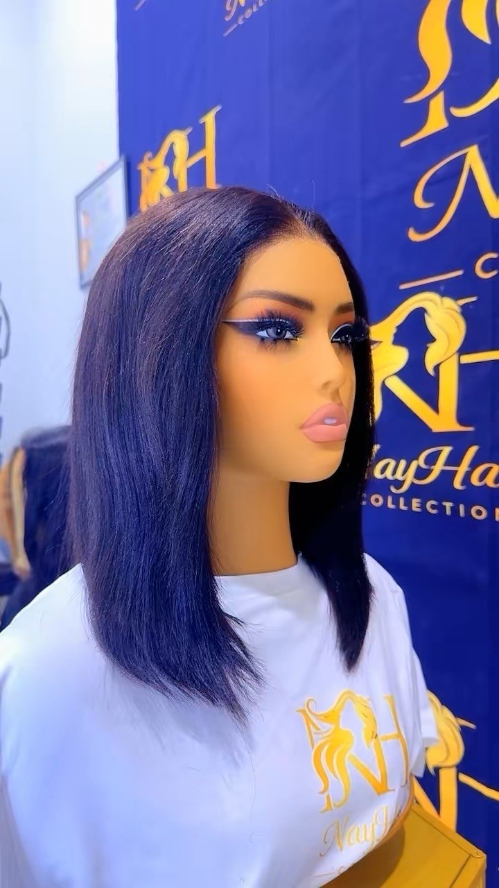 NayHair Collection Lace Front Glueless 7*5 Bob layer yaki str 12” 250 density