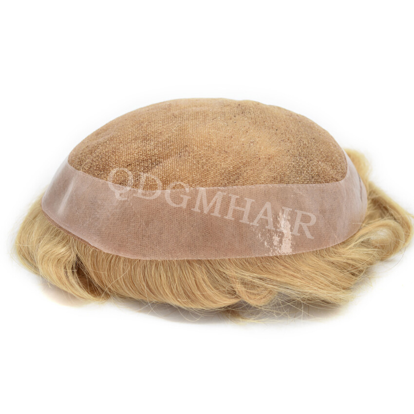 French Lace Mens Toupee Hairpiece Poly Skin PU Around Hair Replacement System US