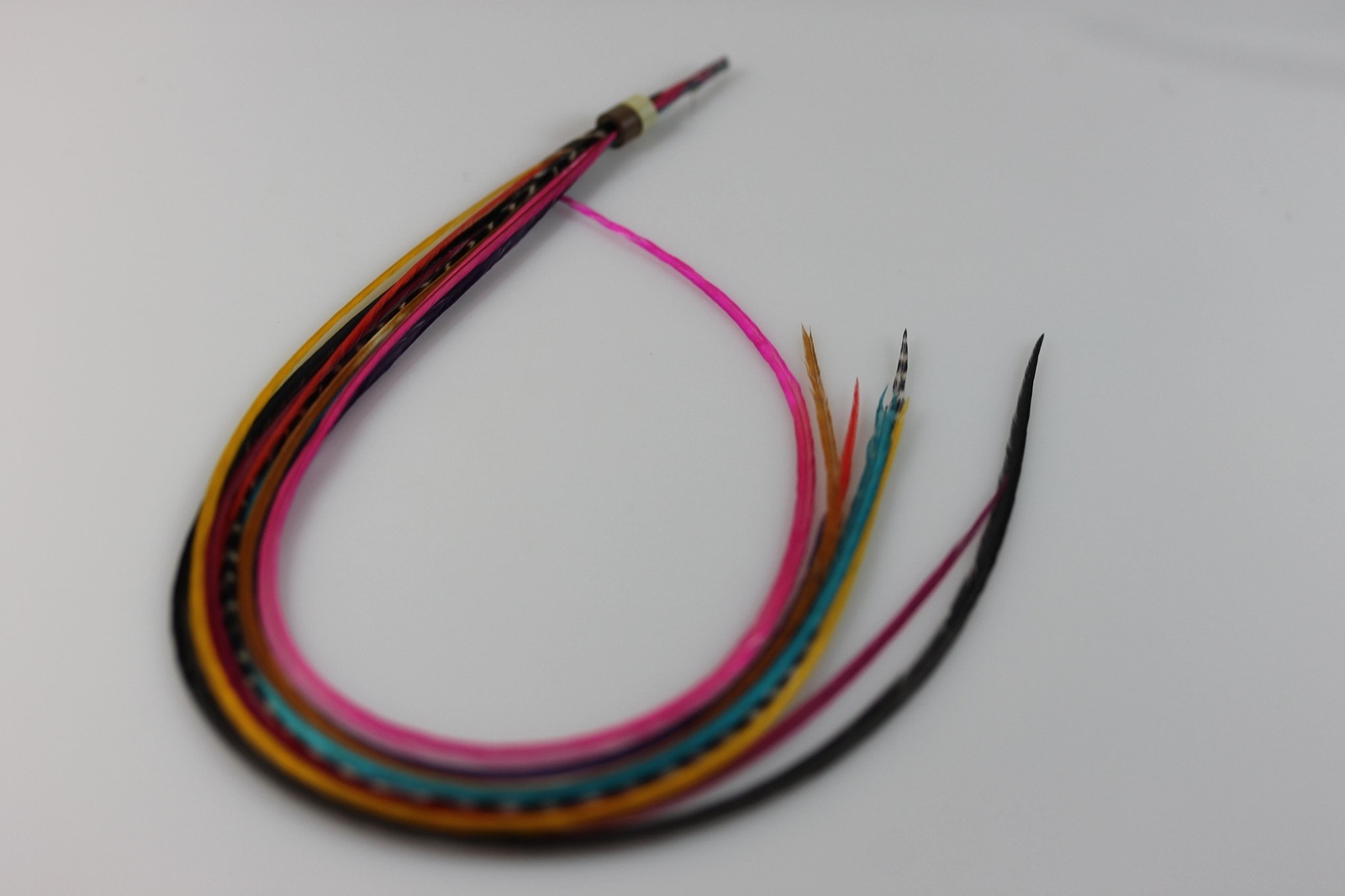 7-10 in Length 8 Beautiful Happy Rainbow Mix Feathers Bonded At the Tip for Hair