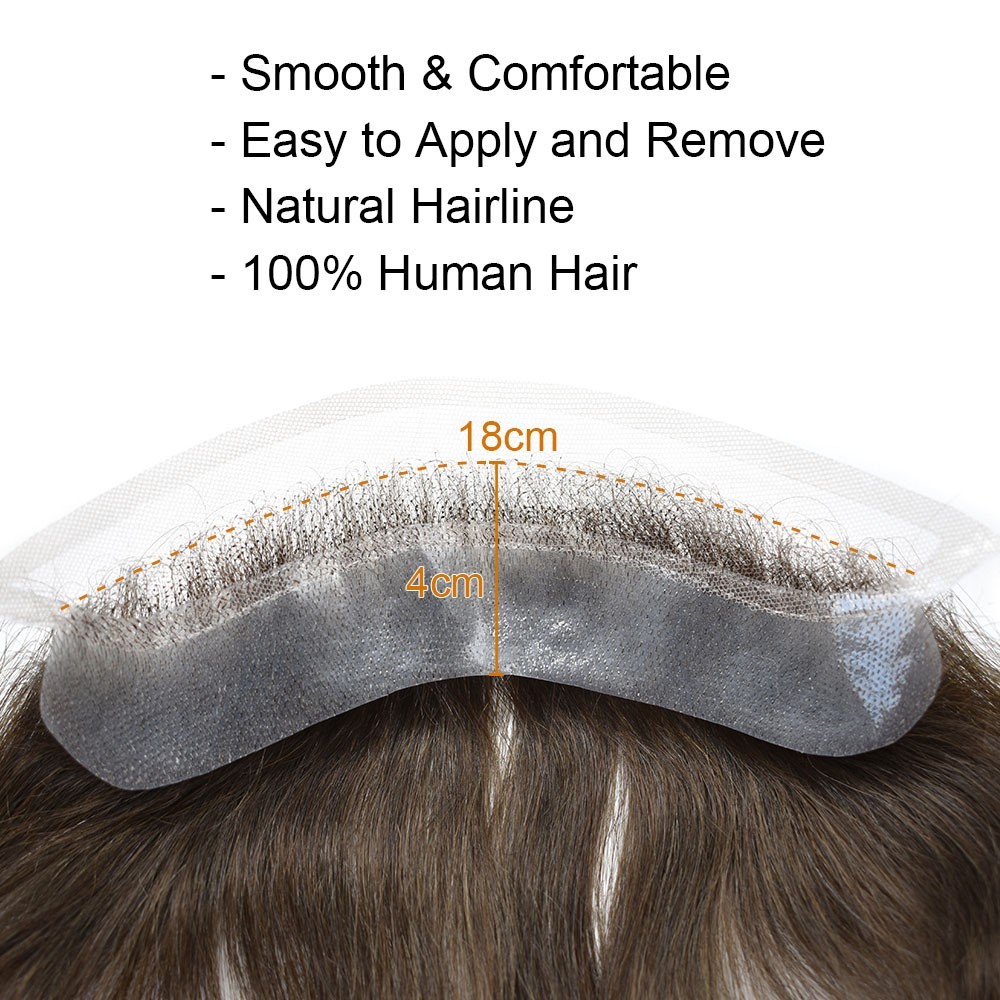 Natural Mens Frontal Swiss Lace Front Hairpiece for Receding Hairline Human Hair
