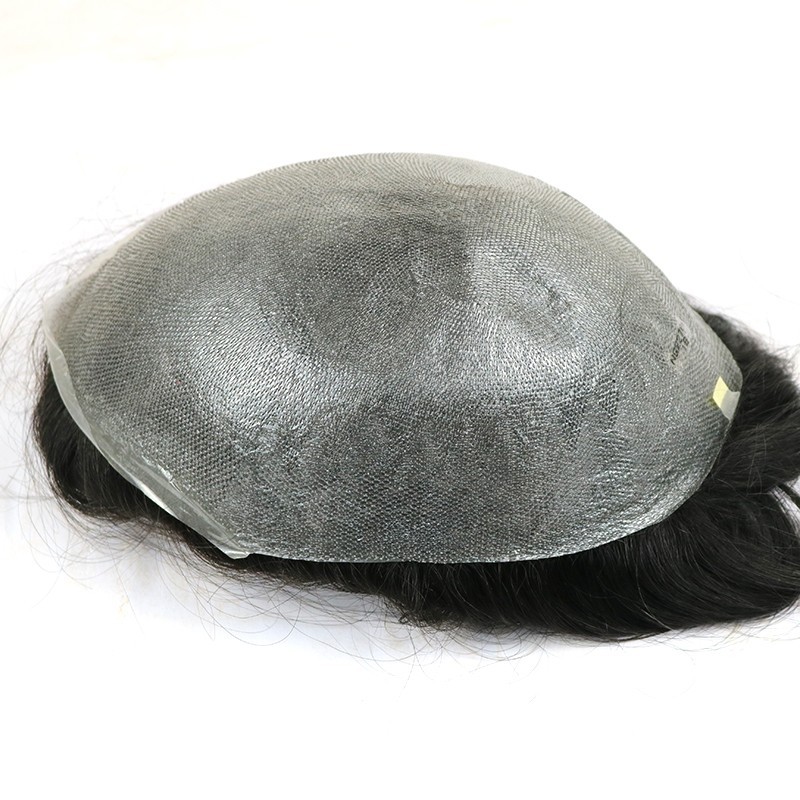 Super Natural Hairline 1b80 Sliver Grey Mens Toupee 0.02mm Ultra Thin Skin Hair