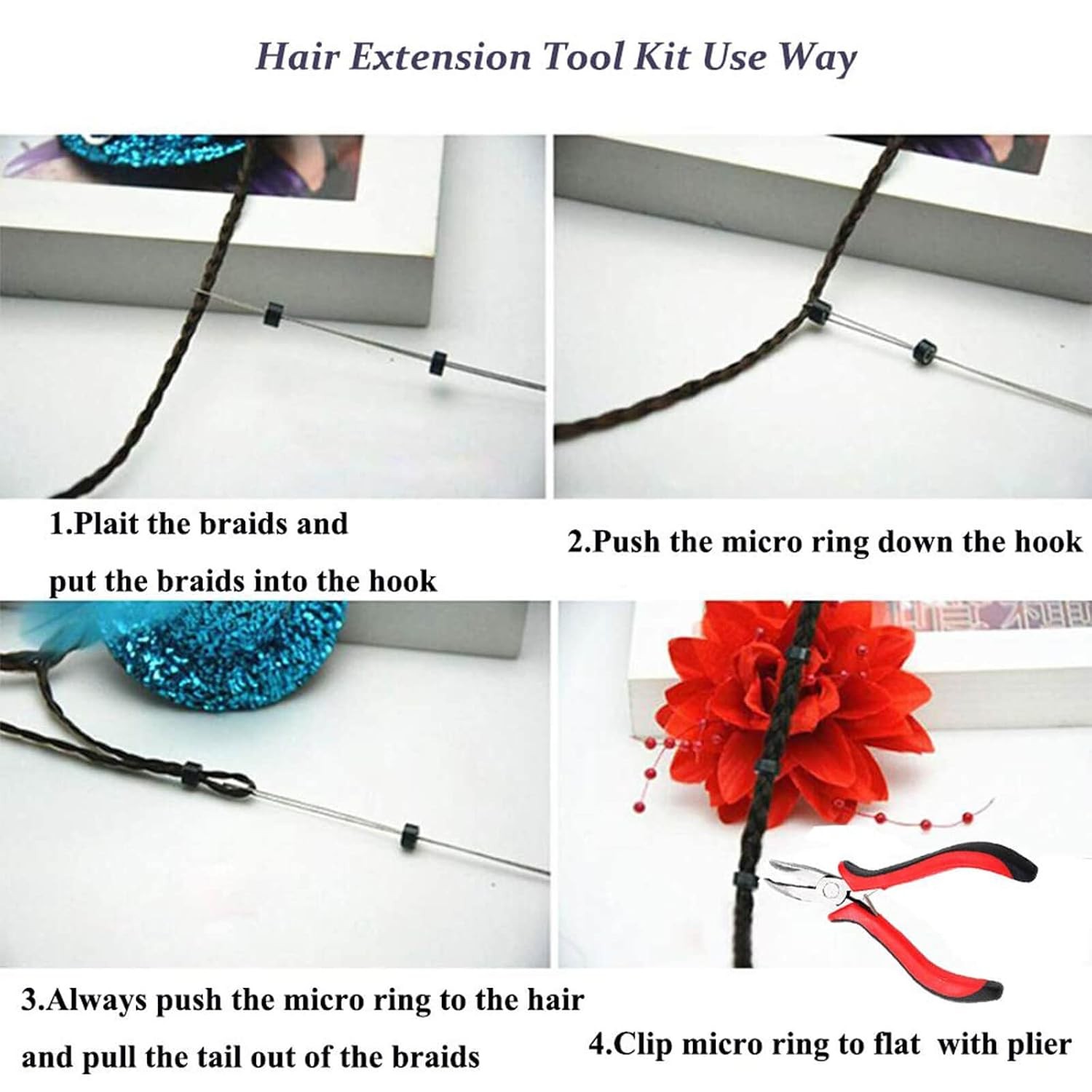 500 PCS Hair Extension Tool Kits Professional Hair Styling Black | Remove Pliers