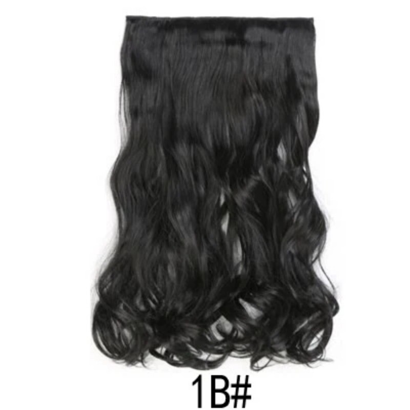 24in Synthetic Long Straight Clip In One Piece Hair Extension 5 Clips Fake Hair