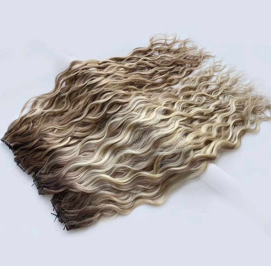 Genius Weft Curly Wavy Hair Extensions 100% Remy Human Hair Extensions 100g