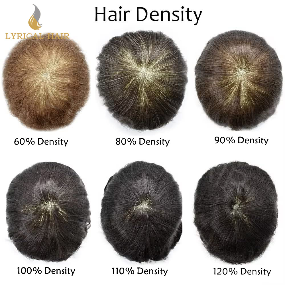 Lyrical Hair Mens Toupee Human Hair Replacement System Injection PU Hairpiece US