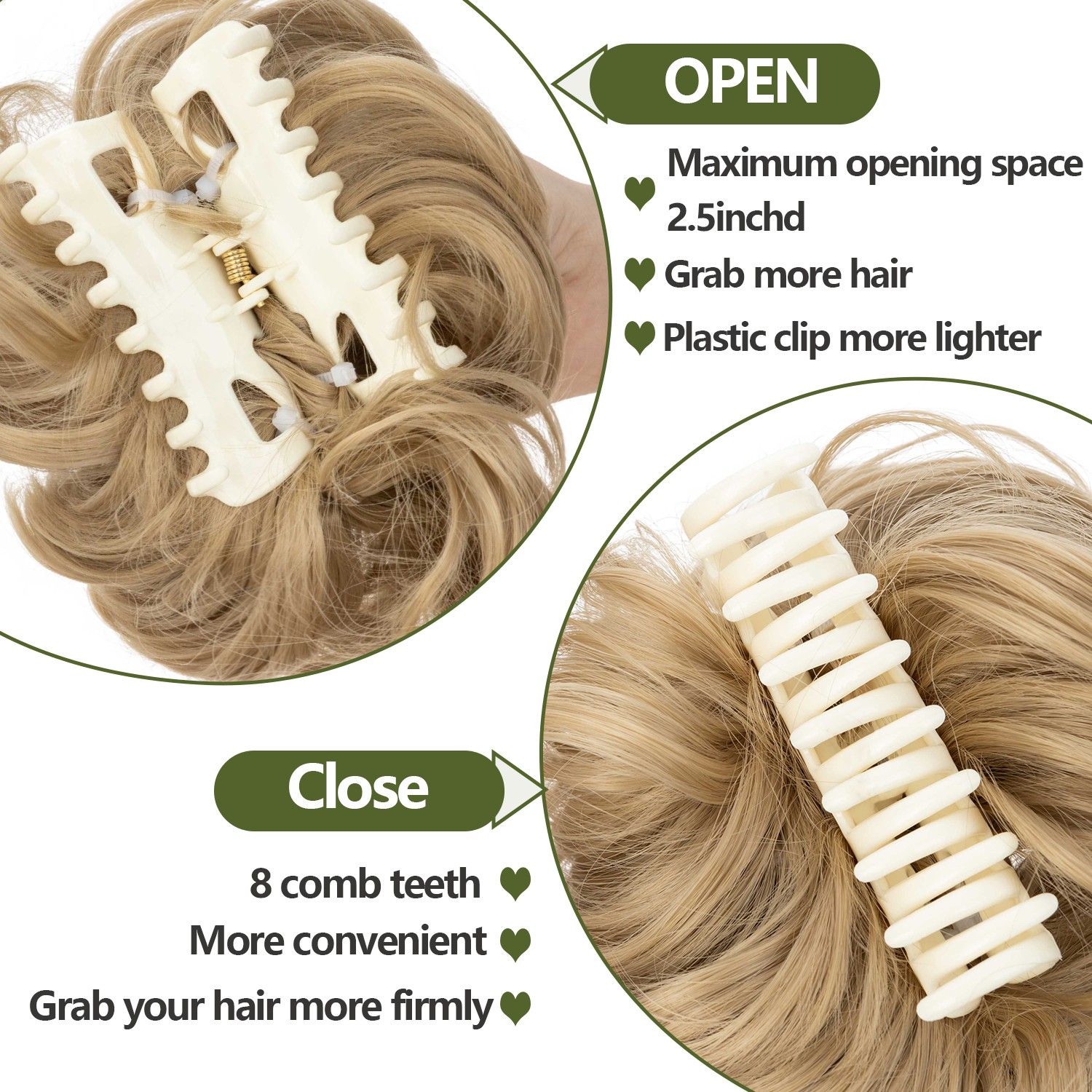 Natural Clip in Messy Bun Hair Piece Extension Hair Claw Clip Updo Piece Wedding