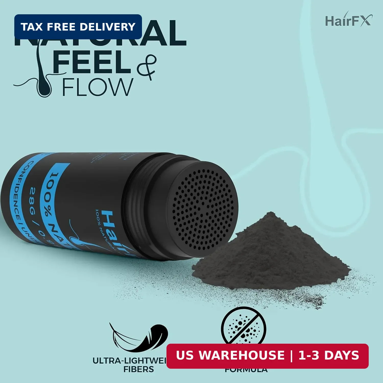 Hair Fibers for Thinning Hair (BLACK) Undetectable & Natural – Giant 28g Bottle