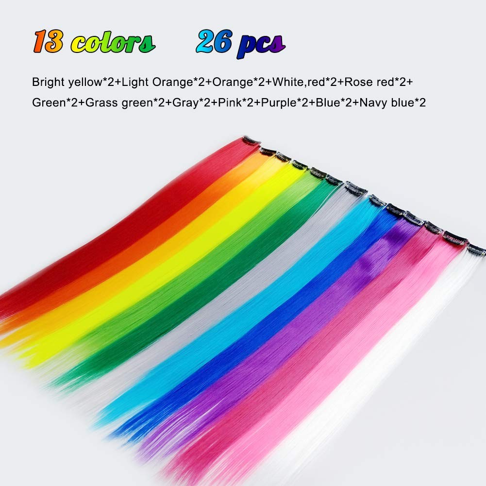 26 Packs Colored Hair Extensions 20Inch 26 Count (Pack of 1), 13color-26pcs