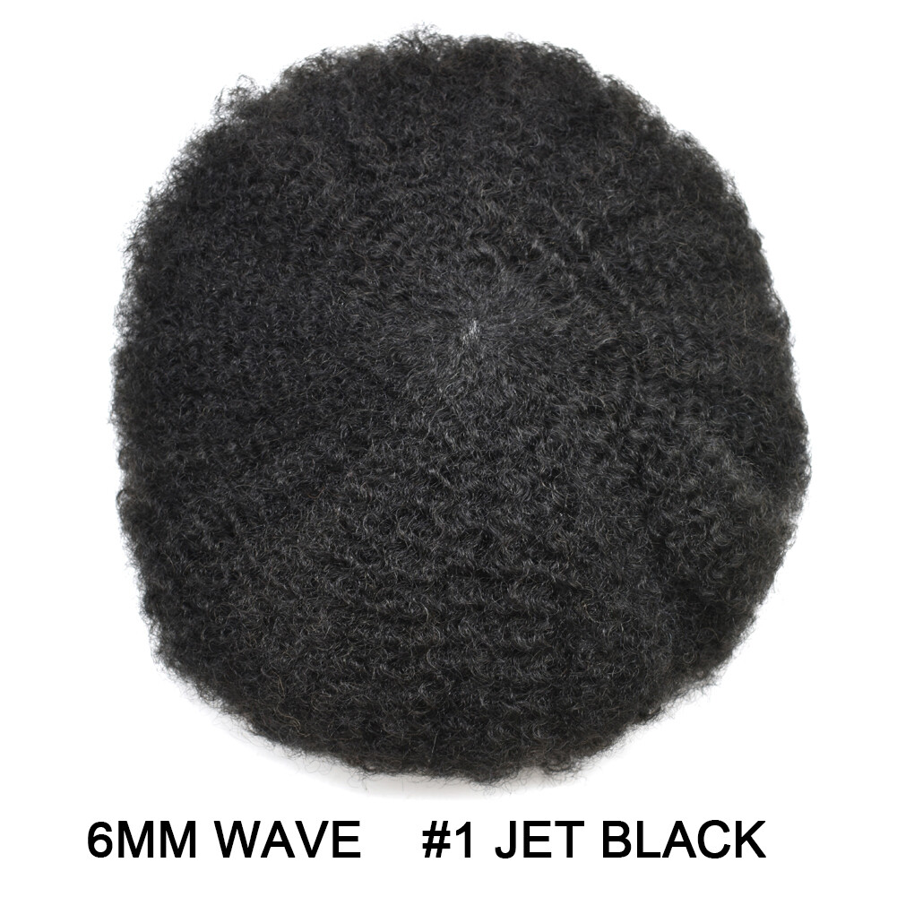 Mens Toupee Hairpiece Afro Curly Human Hair System Monofilament Wig for Men 6MM