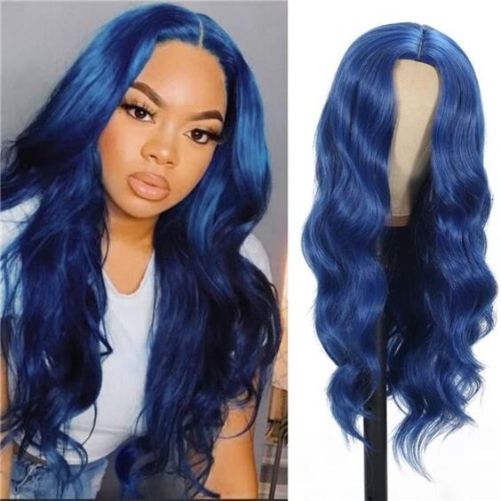 Blue Body Wave Wigs Human Hair 13×4 HD Dark Blue Lace Front Wigs 20-30 inches.