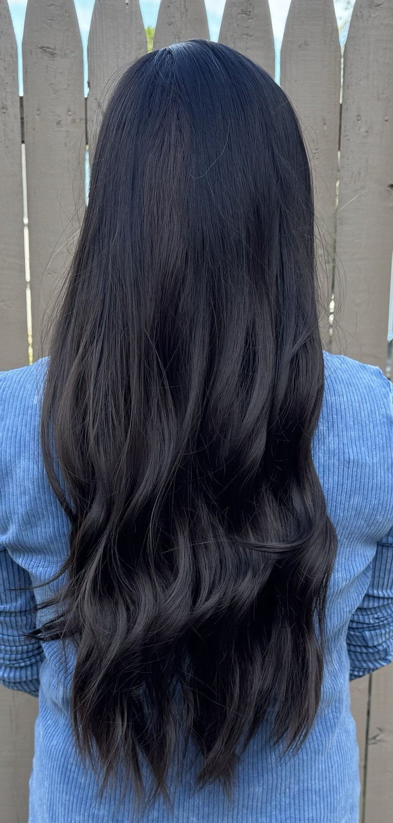 Wig Long Wavy Dark Brown Natural Hair Medium size Cap
