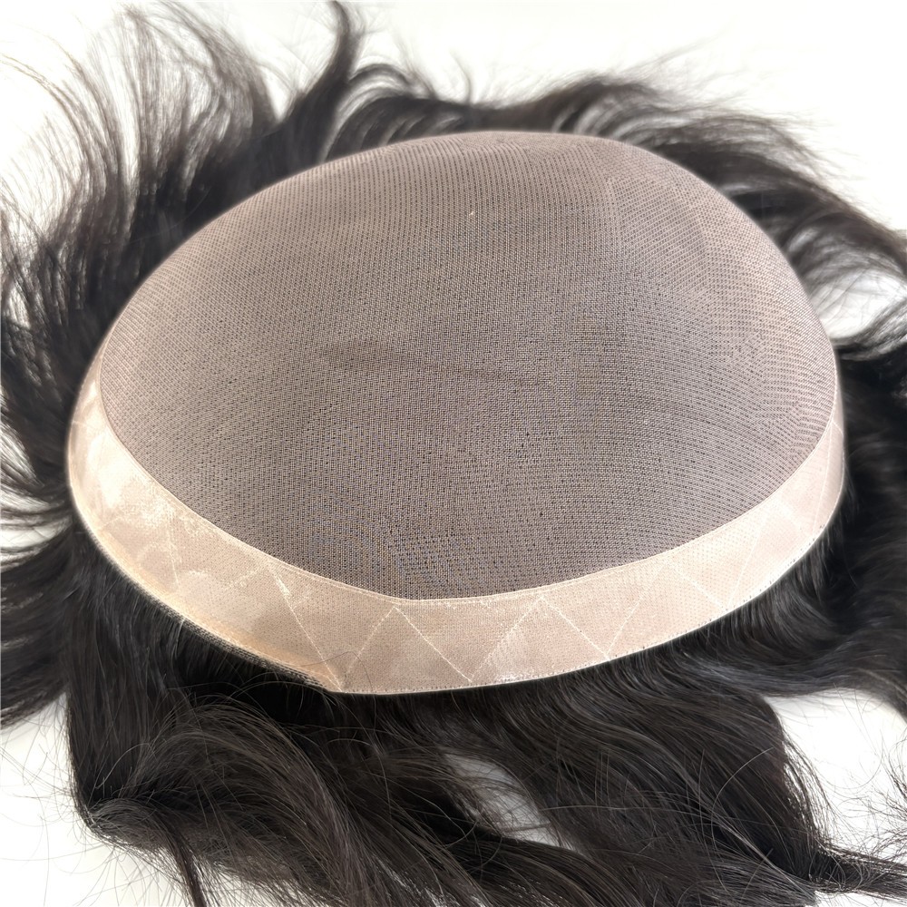Men Toupee Human Hair Mono Base Replacement Hairpiece Natural Hairline Mens Wig