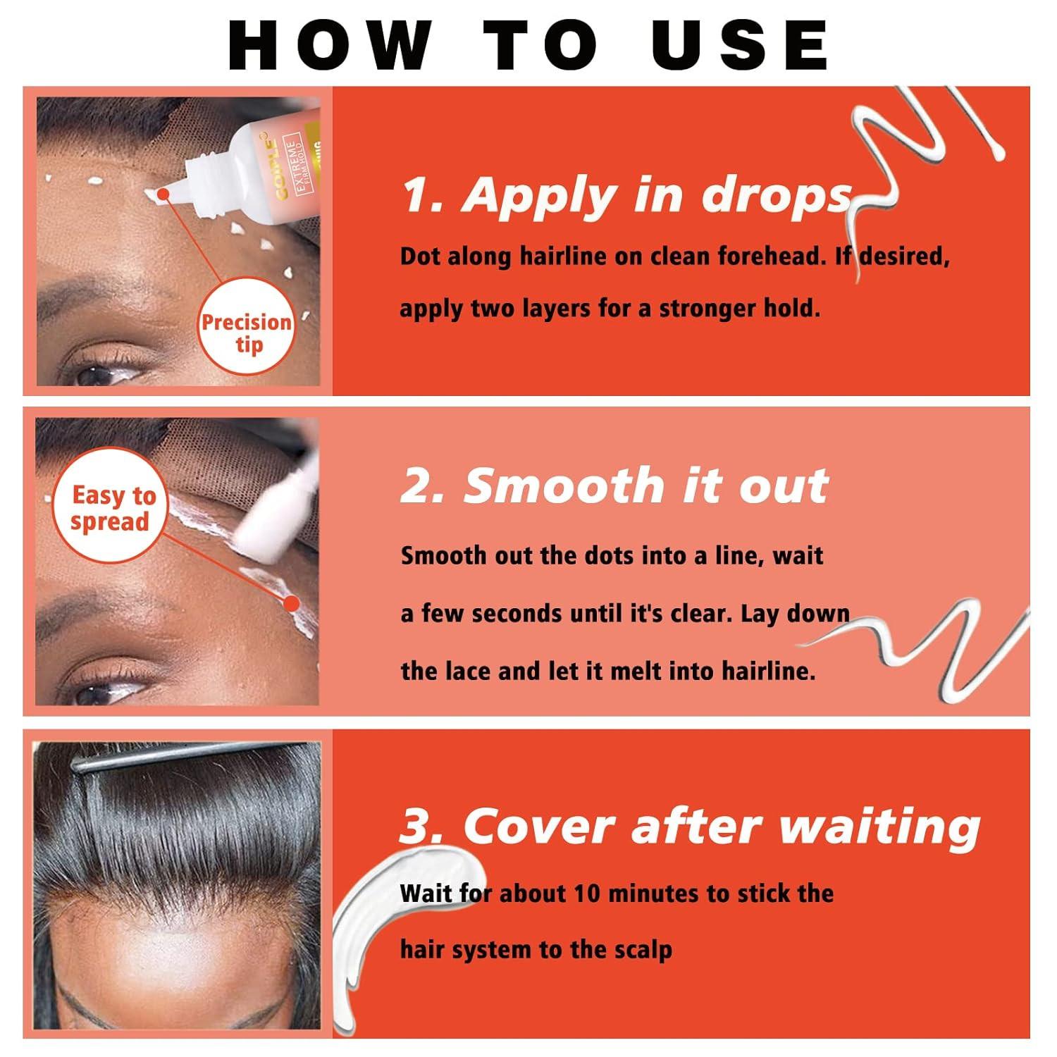 Lace Front Wig Glue Set – Waterproof with Tools, Hair Wax Stick, Remover, Edge C