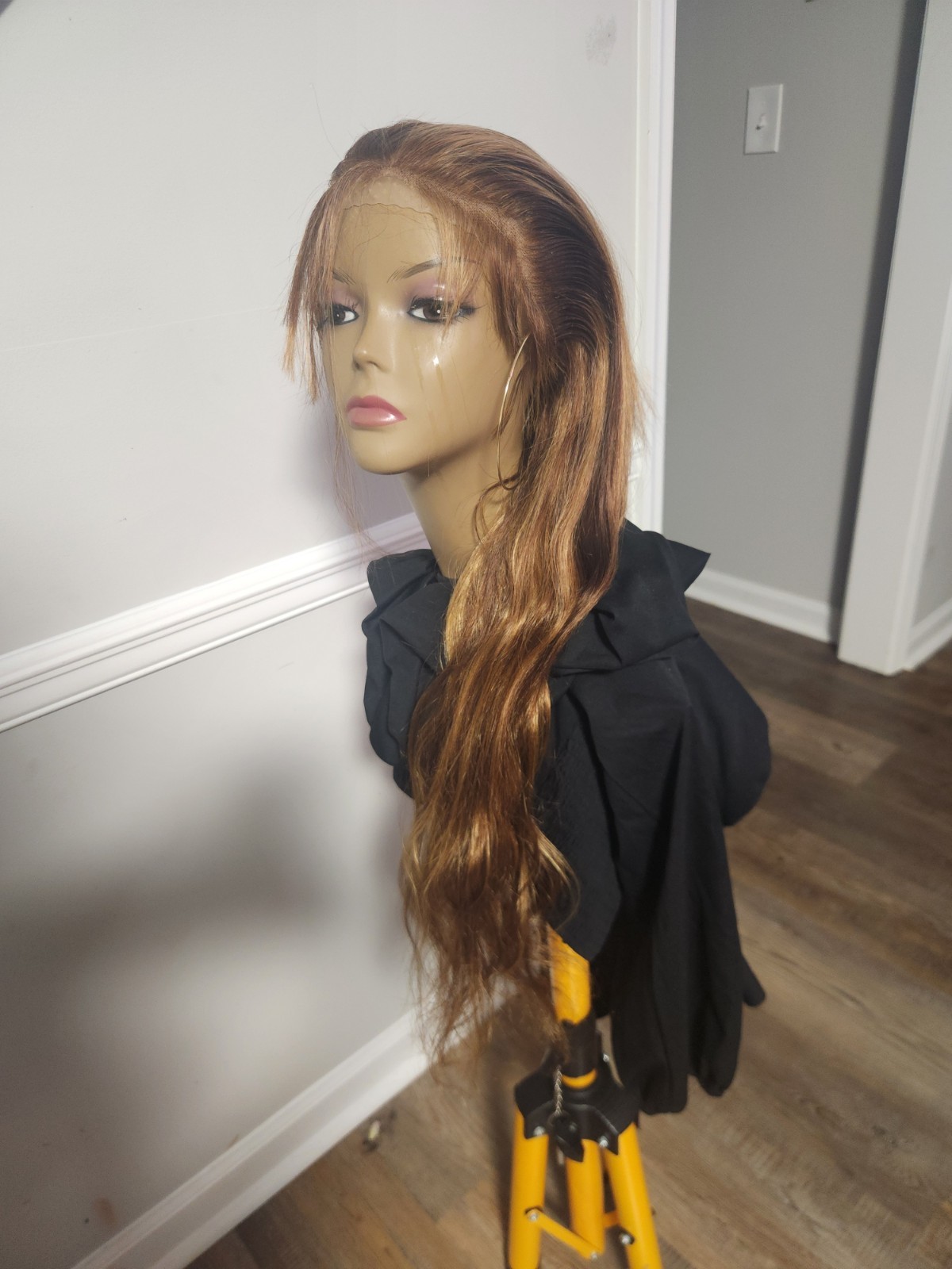 Pre-everything Human BLEND Hair Lace Front Wig 30 in Wavy Free-Part Brown