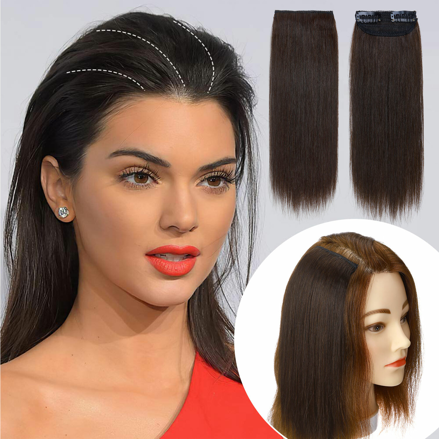 Mini Hair Pad Remy Human Hair Clip In Hair Extensions Invisible Topper Hairpiece