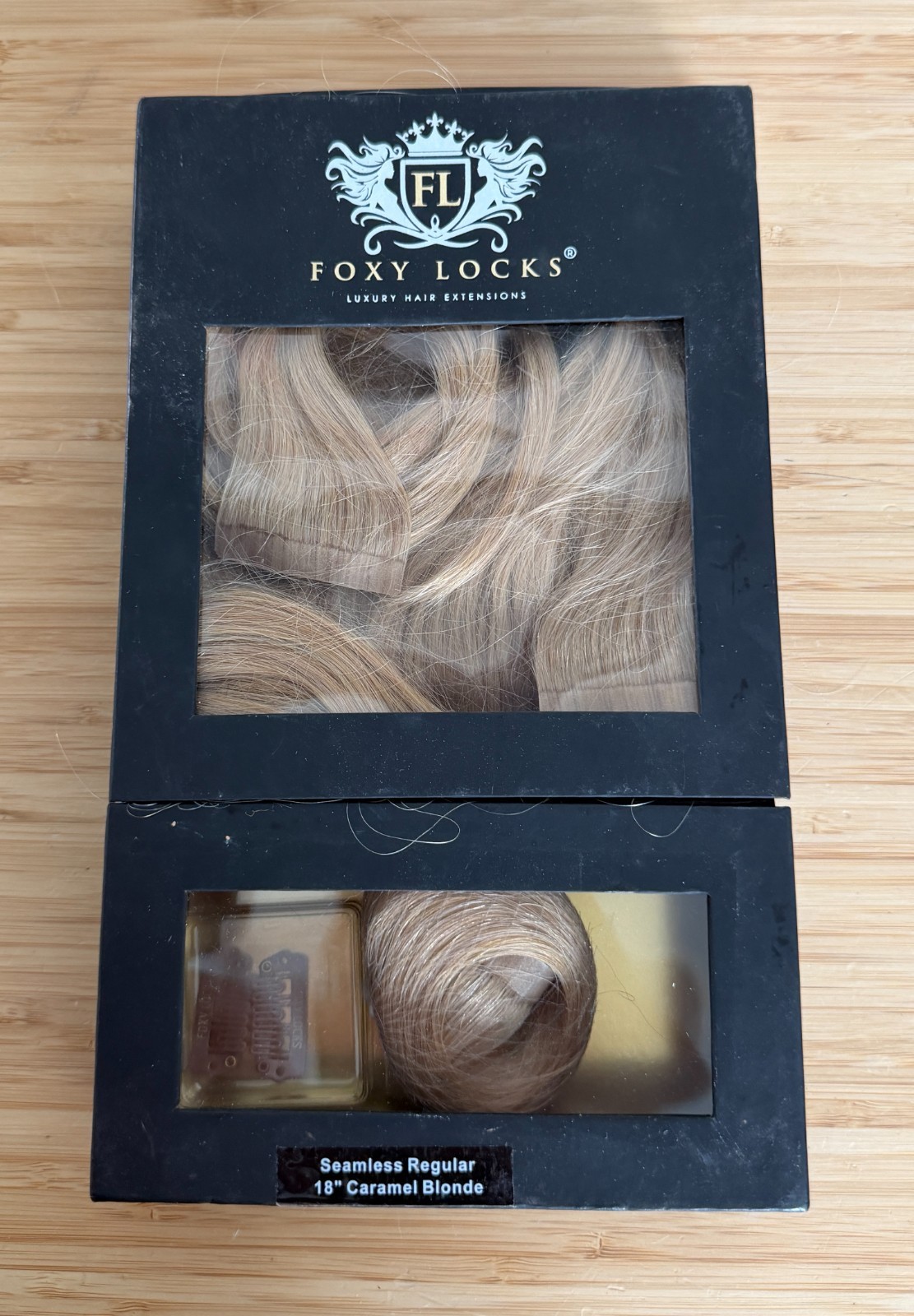Foxy Locks Luxury Extensions Seamless Regular 18″ Caramel Blonde Remy Human Hair