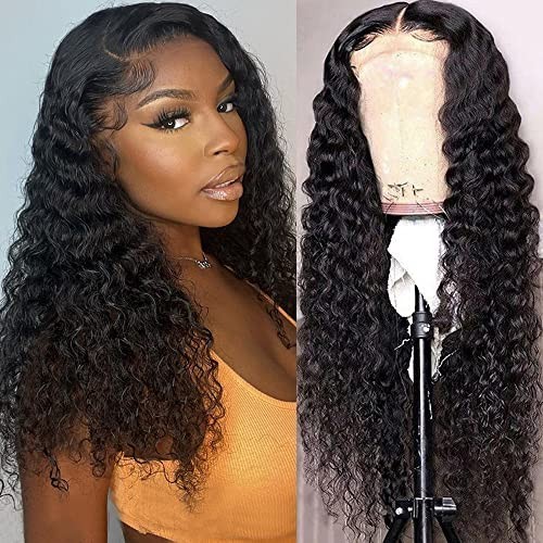 Deep Wave Lace Front Human Hair Wig 180% Density 4X4 HD Closure for Black Women