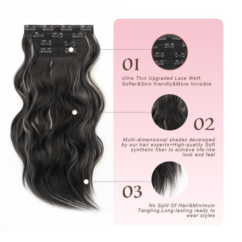 4 Pieces Clip In Hair Extensions Real Thick Full Head Hair 100% Natural as Human