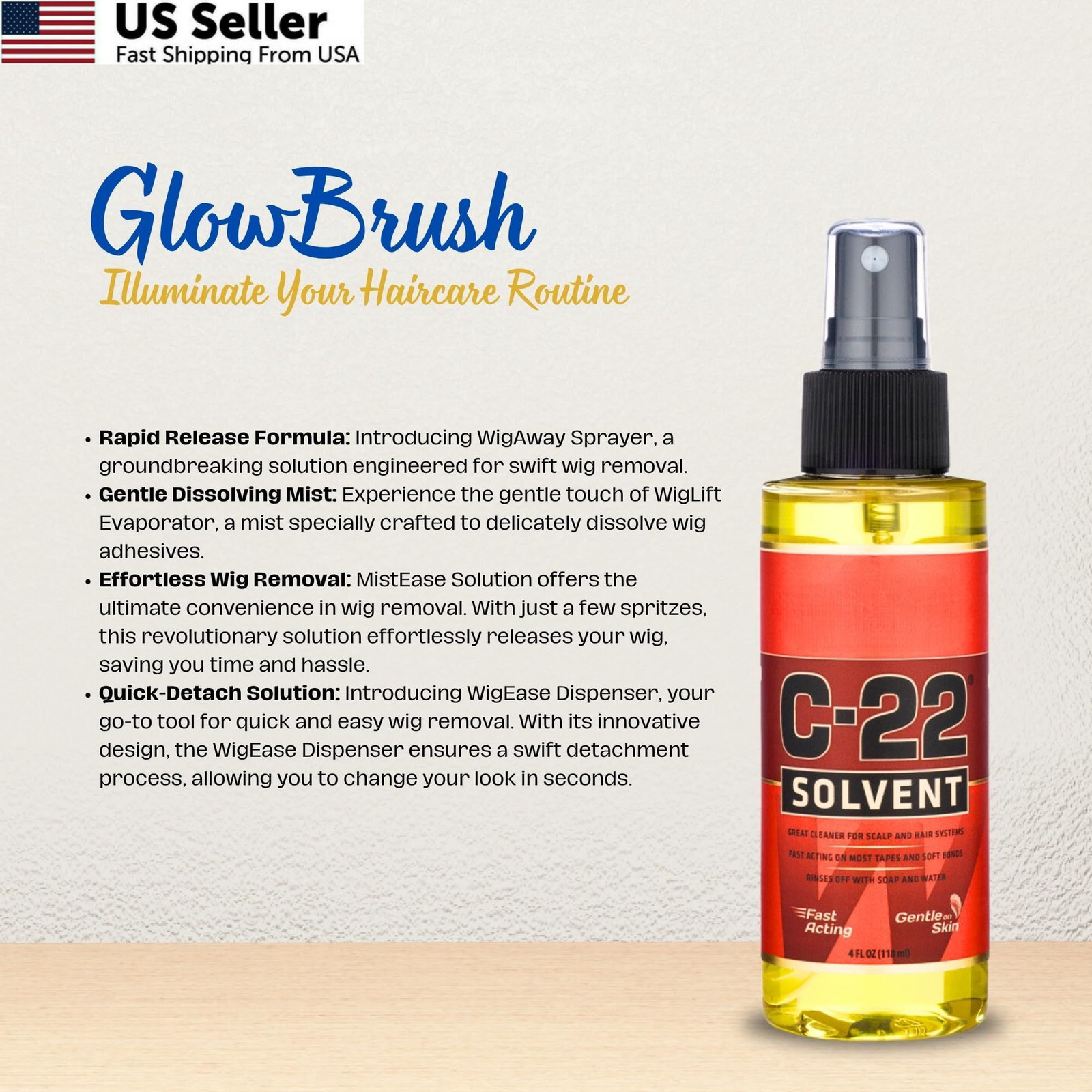 WaLKER TaPE C22 Solvent Spray Adhesive Remover, Tape in Hair 12 Fl Oz, Clear