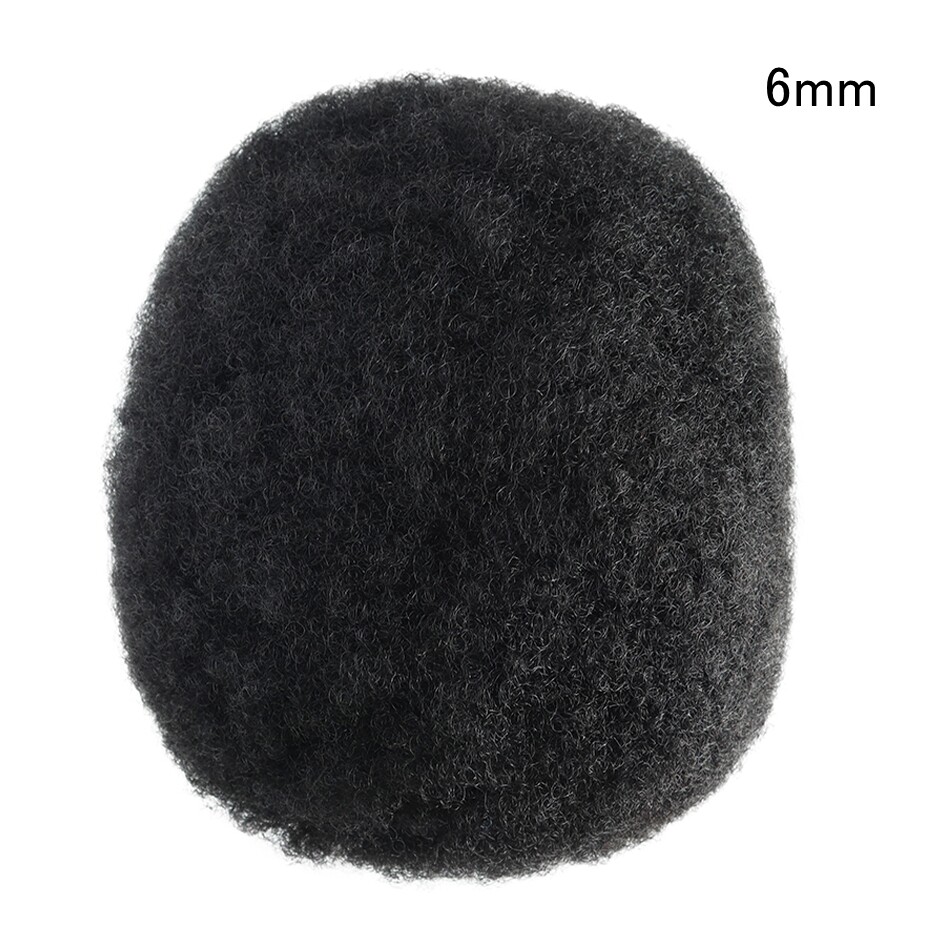 Mens Human Hair Toupee Afro Curl Hair System French Lace Black Hair Piece