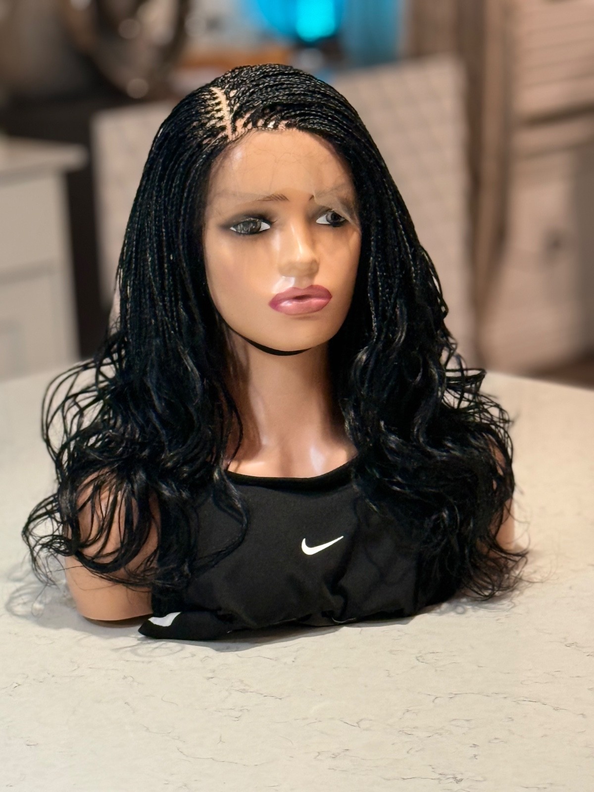 Braided French curls wig. Three tone wavy wig. Made on a full lace wig. 18”long.