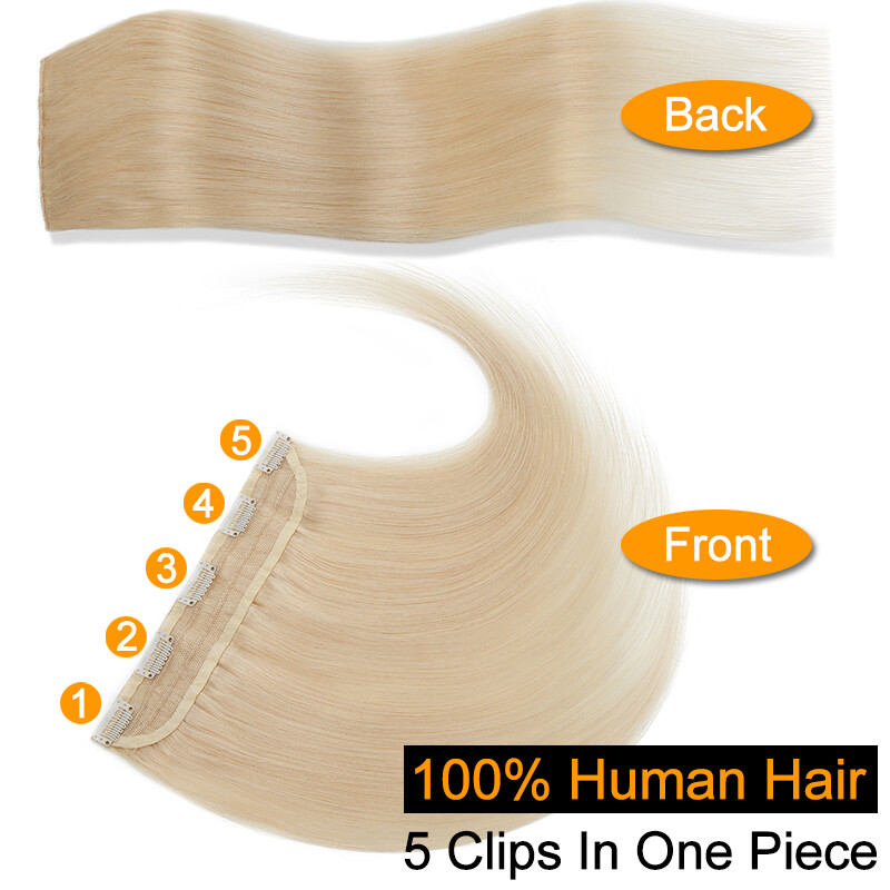 CLEARANCE Clip in One Piece 100% Real Human Remy Hair Extensions Full Head 1PCS