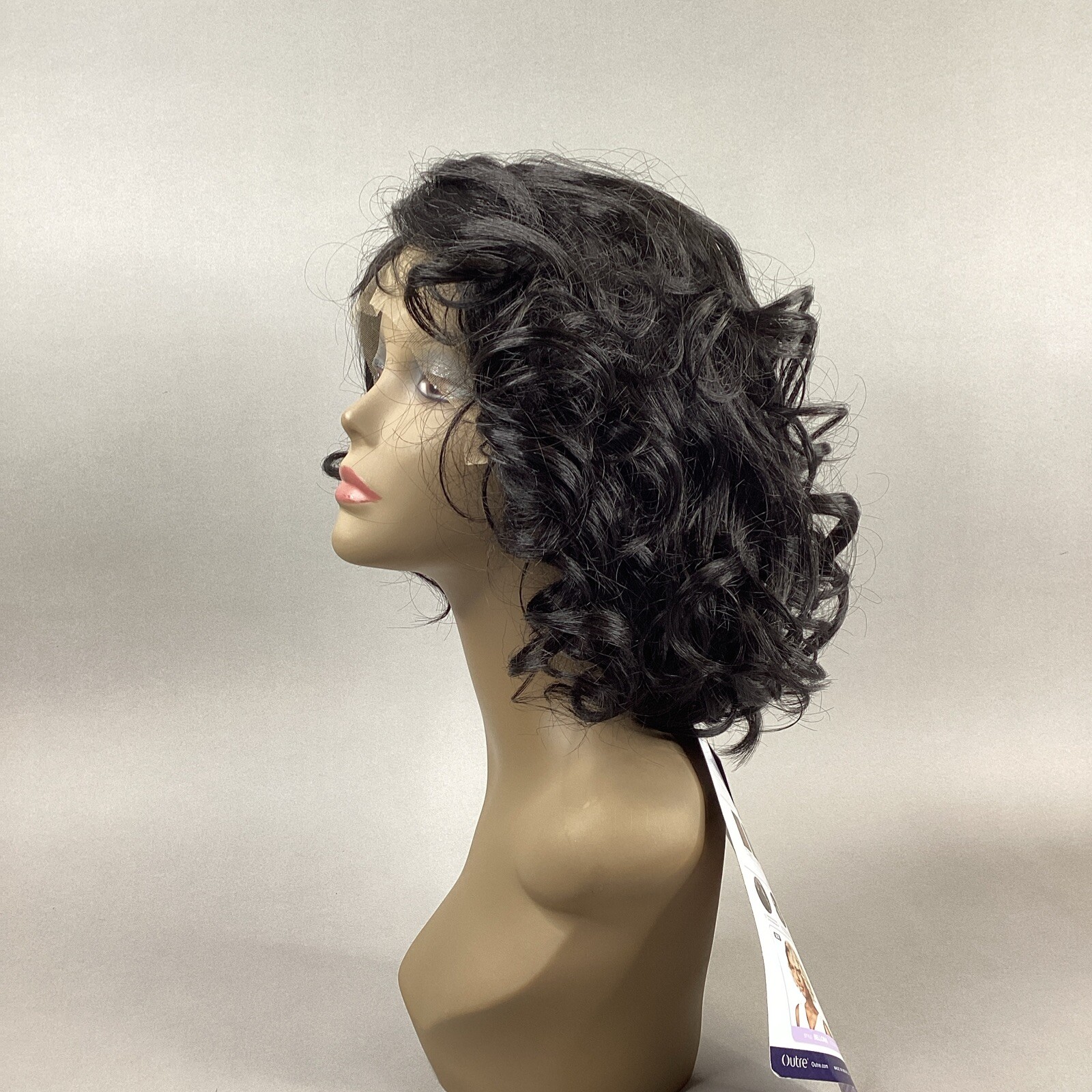 Bellona 12” #1B Off Black Wavy Synthetic Lace Front Wig by Outre Side Part