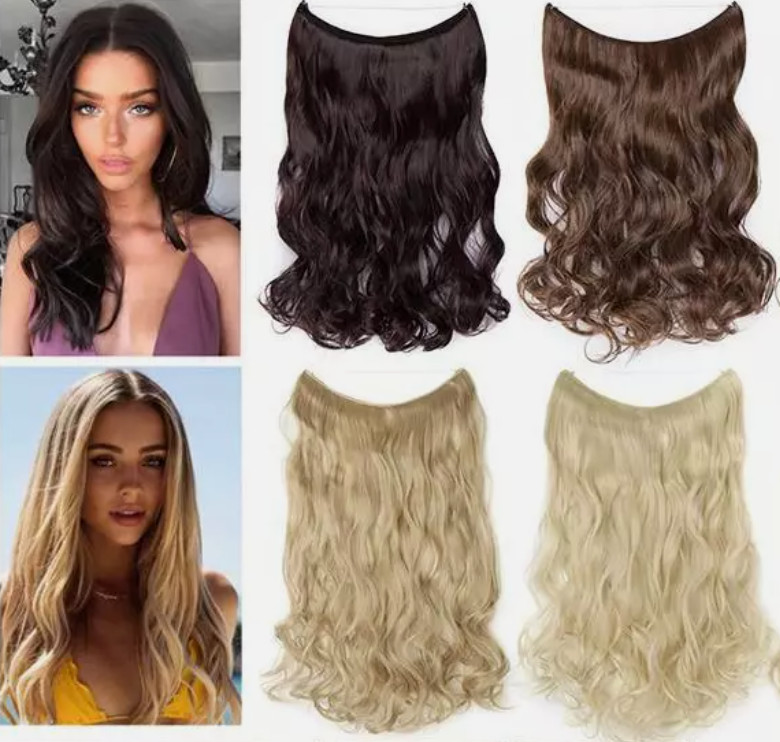 Thick Hidden Secret Wire In Hair Extensions Invisible Hairpiece 14 In