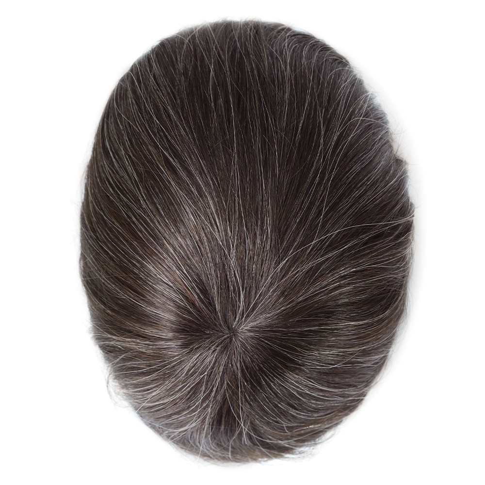 Mens Toupee Full Poly Skin Injected PU Human Hair System Replacement Wig for Men