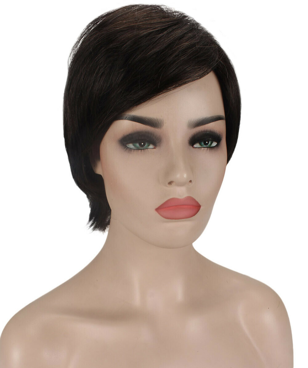Ingrid – Srraight Kanekalon Synthetic Fiber Full Wig, 3.25 – 5.75 in, Off Black