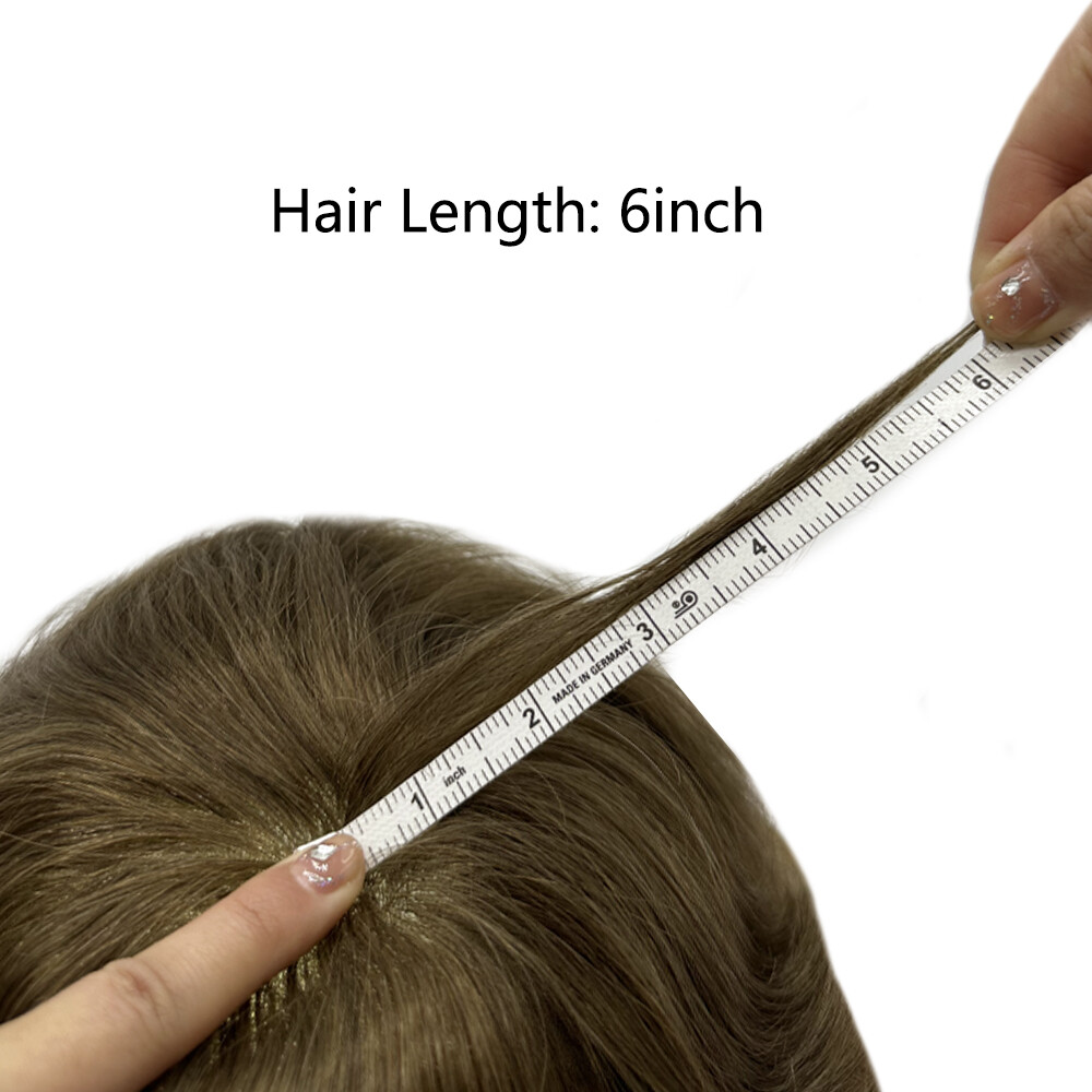 Mens Toupee French Lace Front Hairpieces Poly Skin PU Human Hair Systems for Men