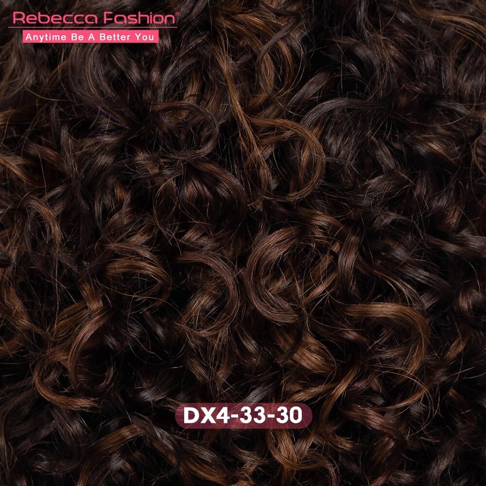 8″ Curly Wig with Bangs, 10A Brazilian Virgin Hair, Mixed Brown