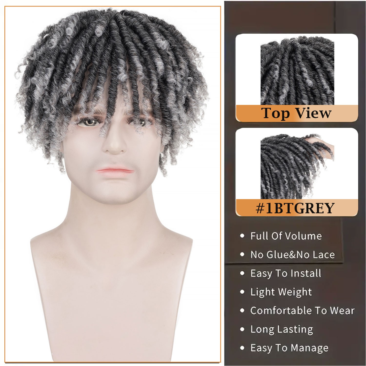 USA Dreadlock Toupee for Men Short Braided Hair Topper for Women Afro Curly Hair