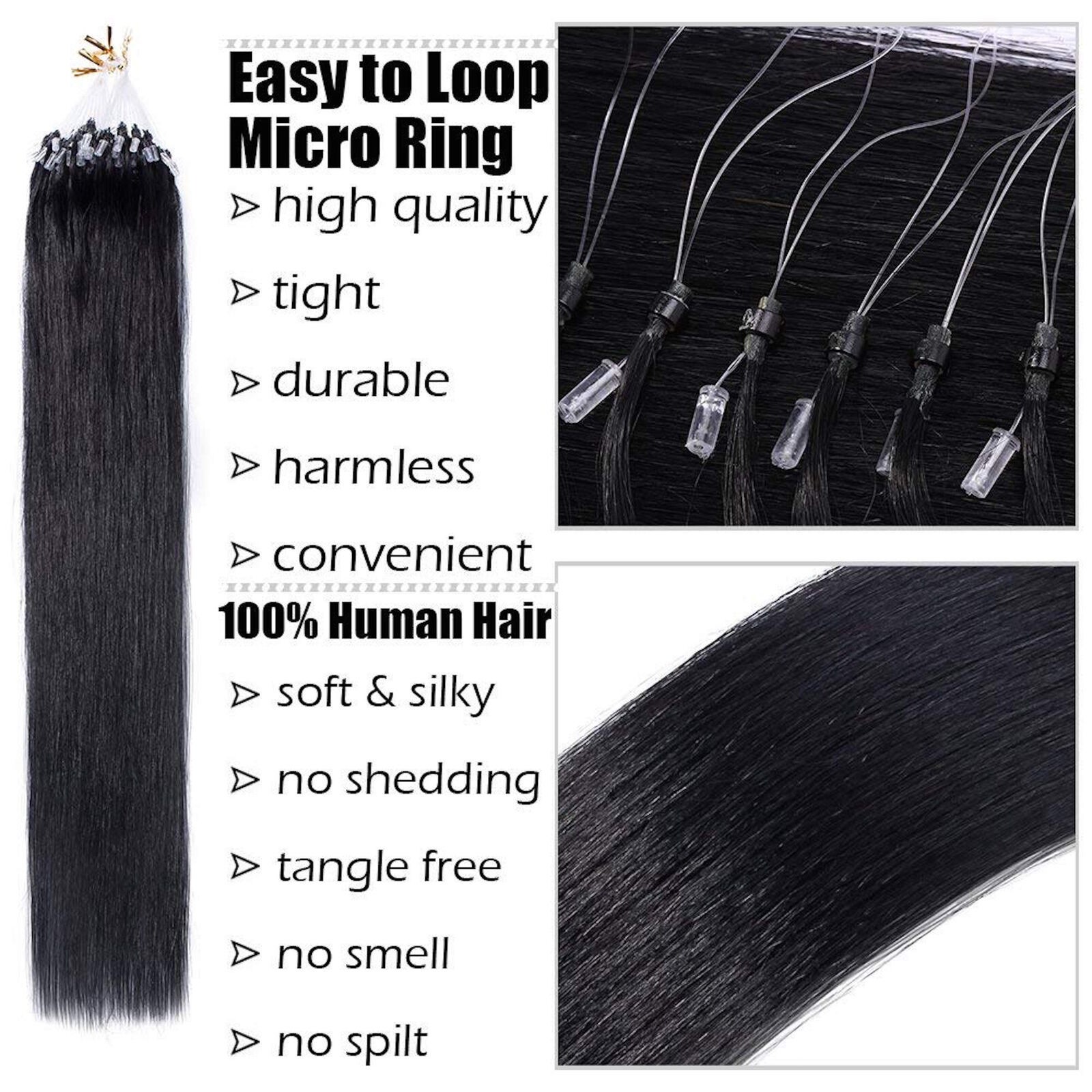 Micro Ring Loop Hair Extensions Micro Bead Tip Russian Remy Human Hair Natural