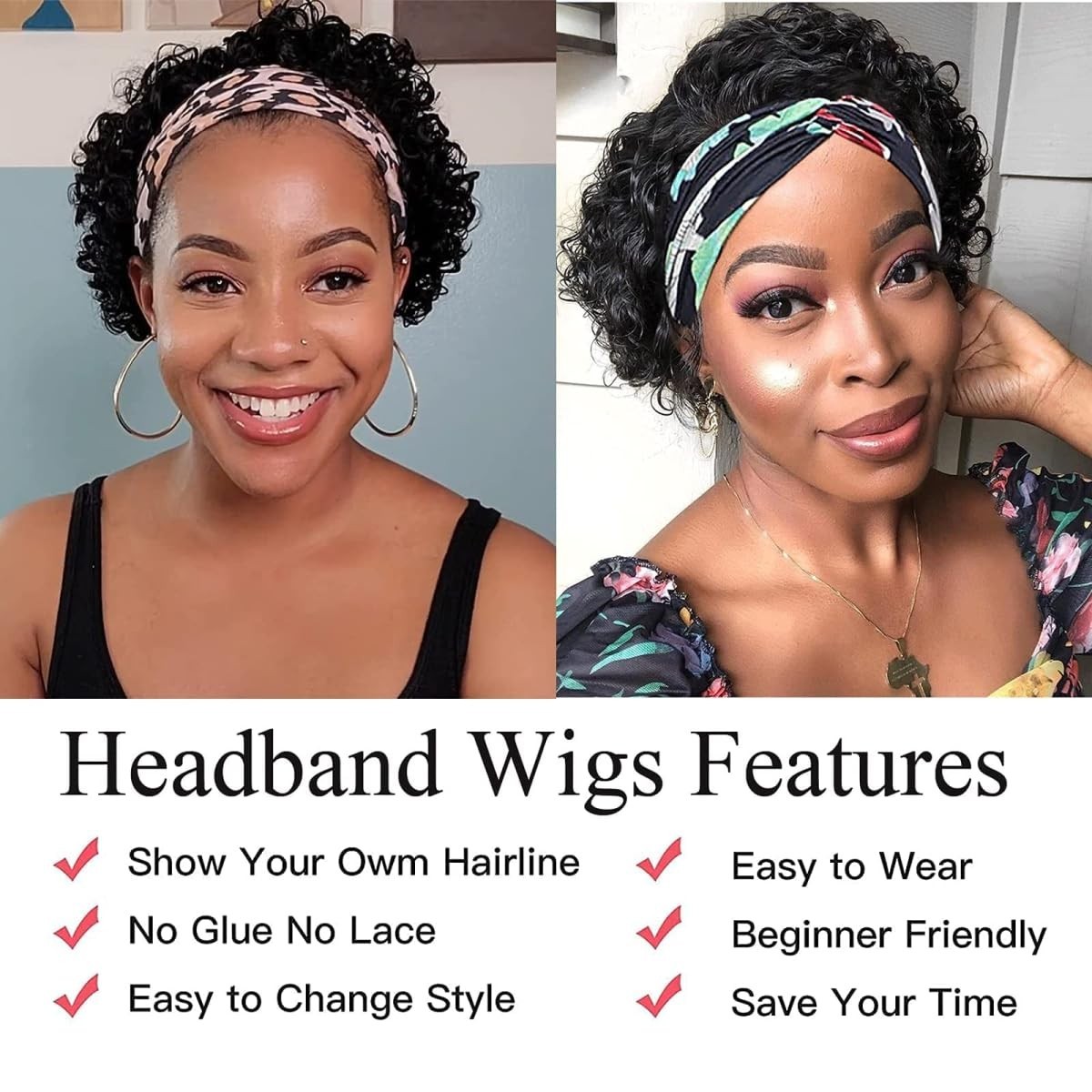 Elegant 6-Inch Deep Wave Human Hair Headband Wig – 150% Density & Natural Look