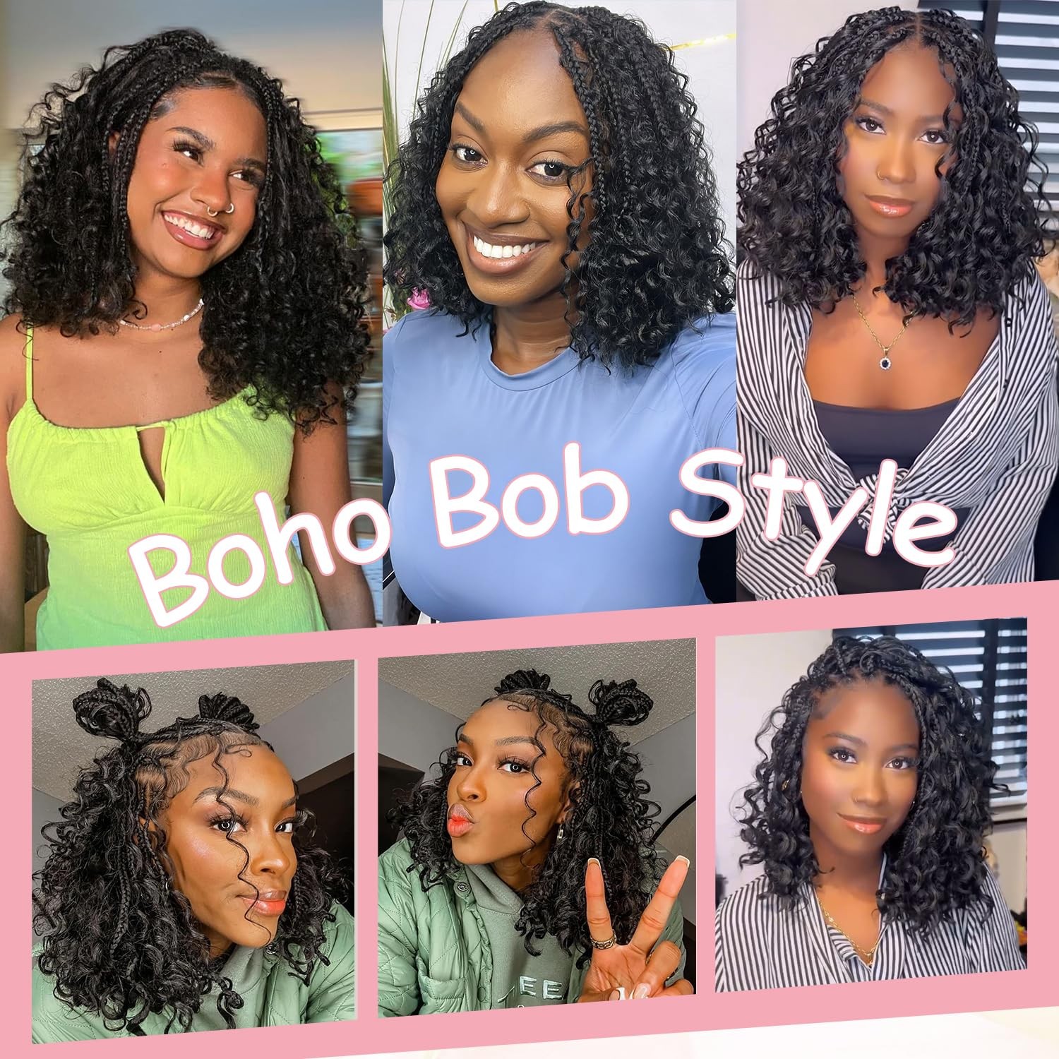Urbeauty Human Hair For Boho Bob – Bohemian Hair For – Jet Black 14 In