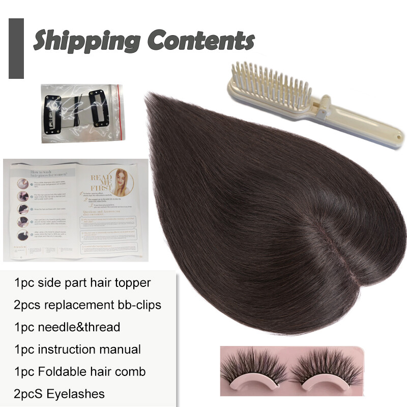 Clip in Real Remy Human Hair Topper Women’s Ombre Hairpiece Top Toupee Side Part