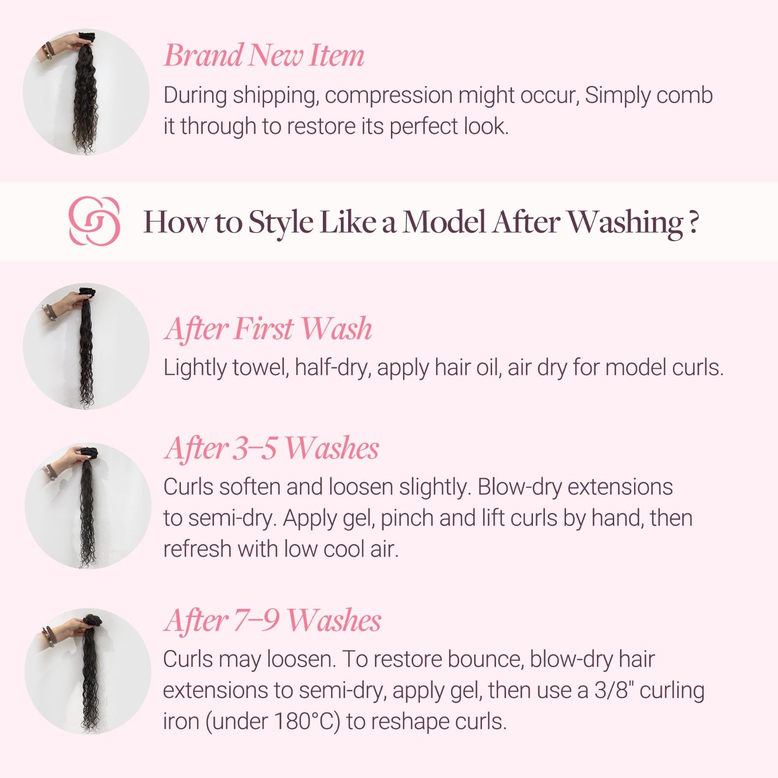 24″ Curly Clip-In Hair Extensions, Real Human Hair, 150g, 9Pcs, Platinum Blonde