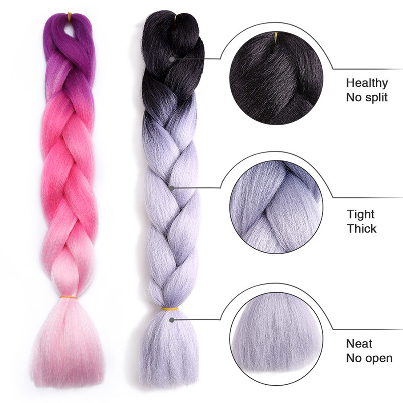 Ombre Highlight Jumbo Braiding Hair Extensions Weaving Hair Multi-color 24″ PINK